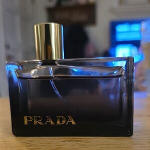 Prada Perfume Bottle in Blue and Gold
